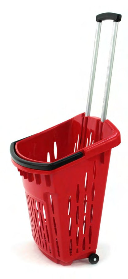 Damix Plastic Shopping Basket 40 L on Wheels with Handle — basket, side view