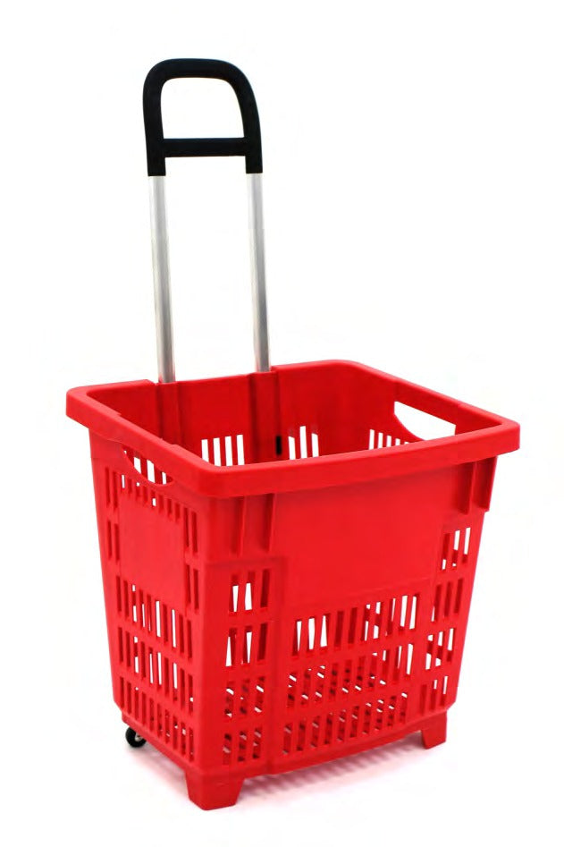 Damix Plastic Shopping Basket 55 L on Wheels with Handle — basket with handle extended