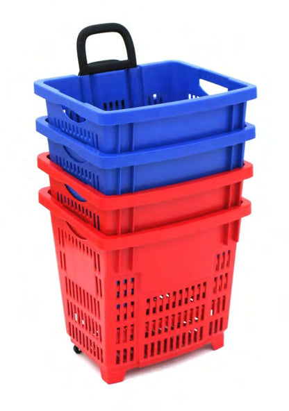 Damix Plastic Shopping Basket 55 L on Wheels with Handle — baskets stacked