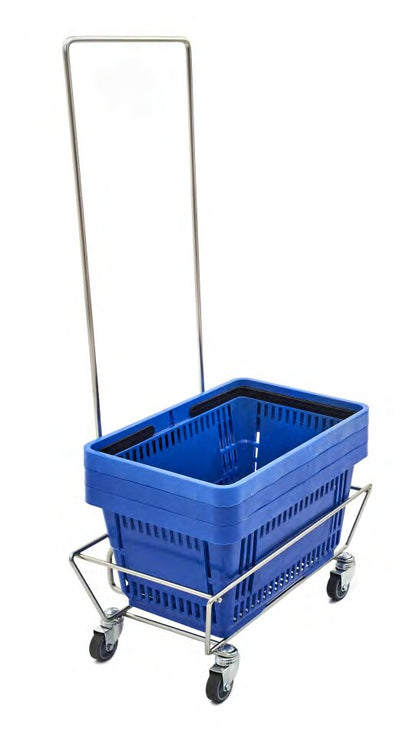 Damix Mobile Basket Stand with Handle WKS-25, 40 kg — stand shown with a plastic basket, sold separately