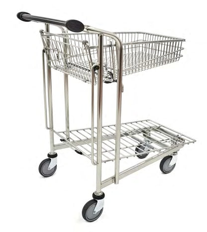 Damix Transport Trolley WTP-3D with Wire Shelf, 250 kg — side view