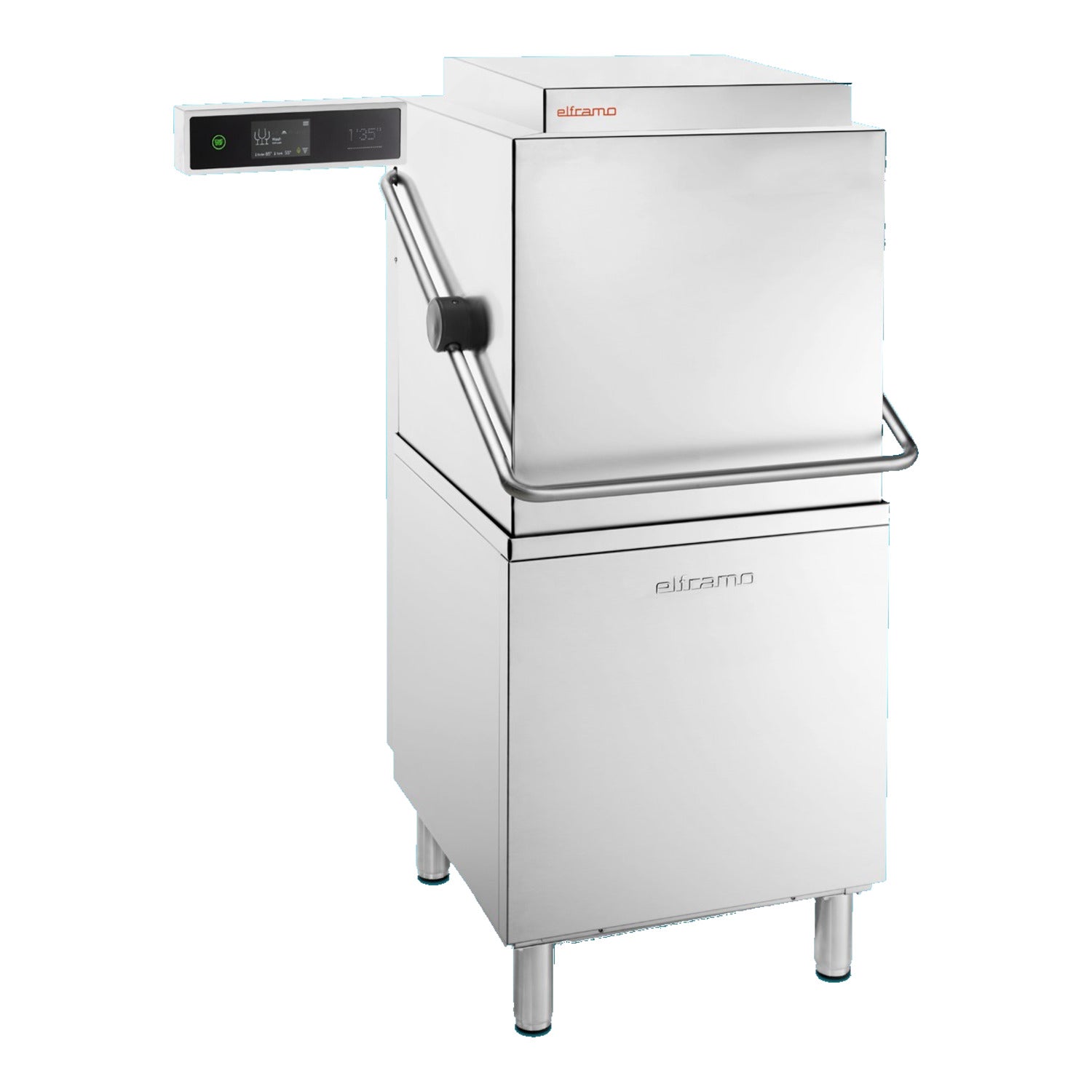 Elframo NEXA H500 hood-type dishwasher, stainless steel, hood closed