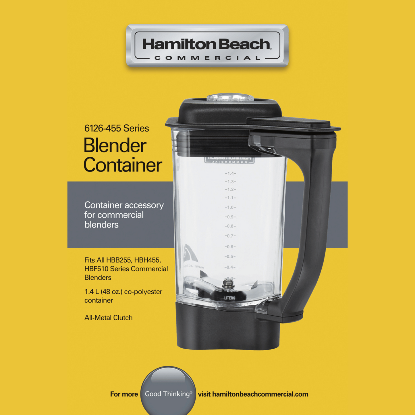 1.4L BPA Free Copolyester (Tritan) Container for Rio, Tango, Expeditor (HBB255, HBH455, HBF510)