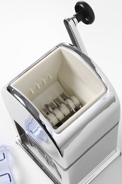 Chrome plated Zinc Alloy Ice Crusher w/ Plastic Container and Scoop, 140x160x(h)270mm