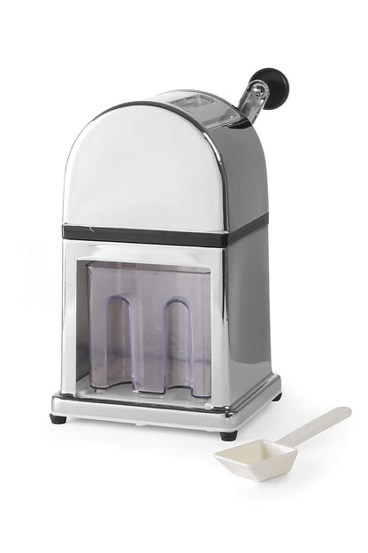 Chrome plated Zinc Alloy Ice Crusher w/ Plastic Container and Scoop, 140x160x(h)270mm