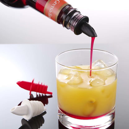 Set of 6 - EVA Free Flow Pourer (2x black, 2x clear, 2x orange)