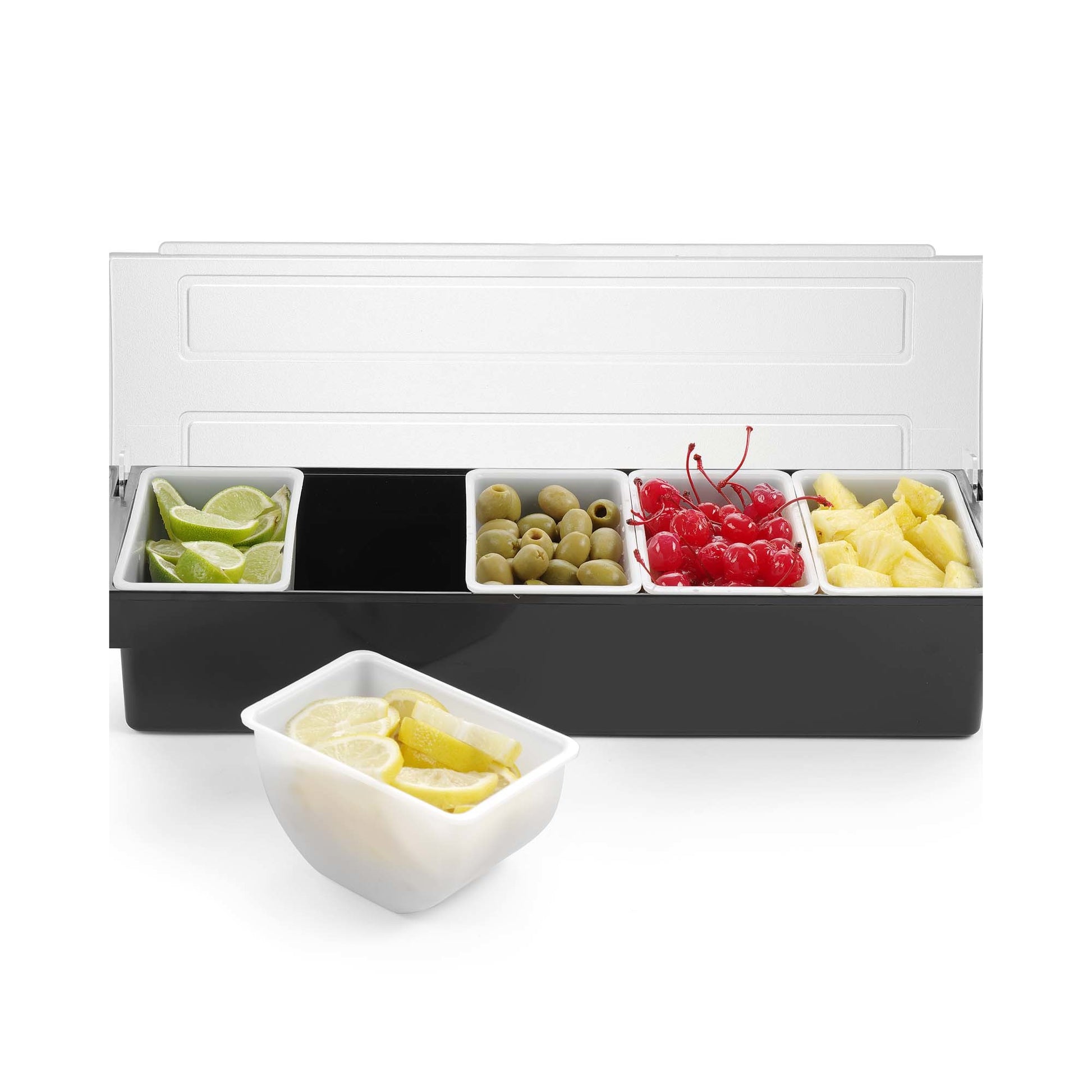 Bartender's container for drink accessories