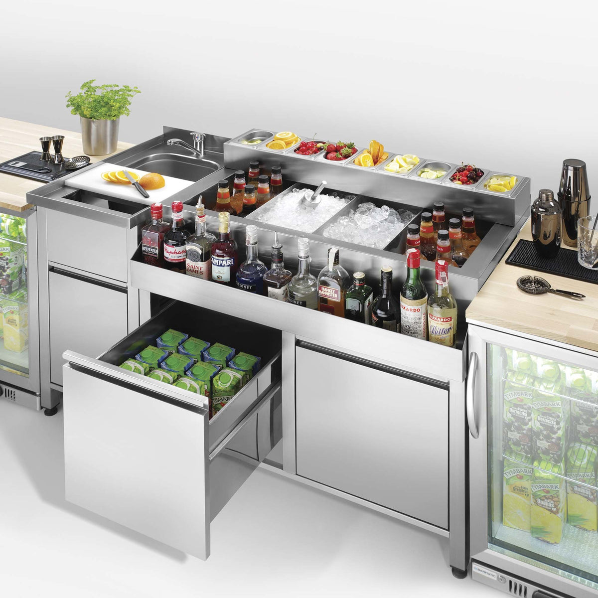 Oxygen bar wall, panel 1000x200/600x(H)1100 mm, Barmatic