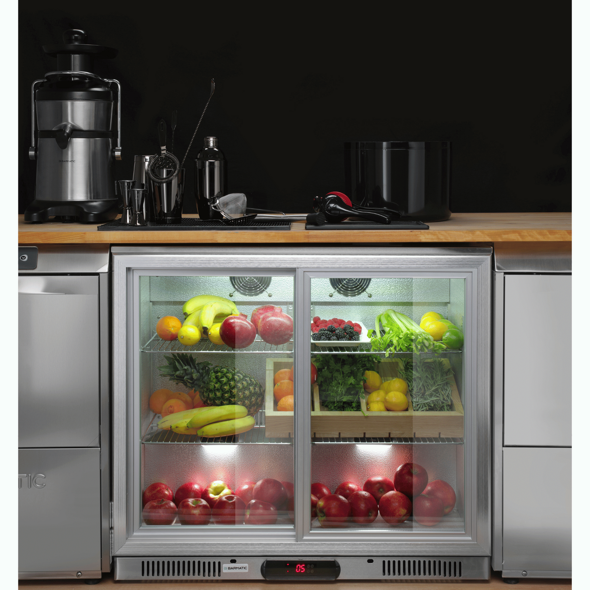 CANDOUR bar cooler 188L with sliding door, 900x520x(H)835, black