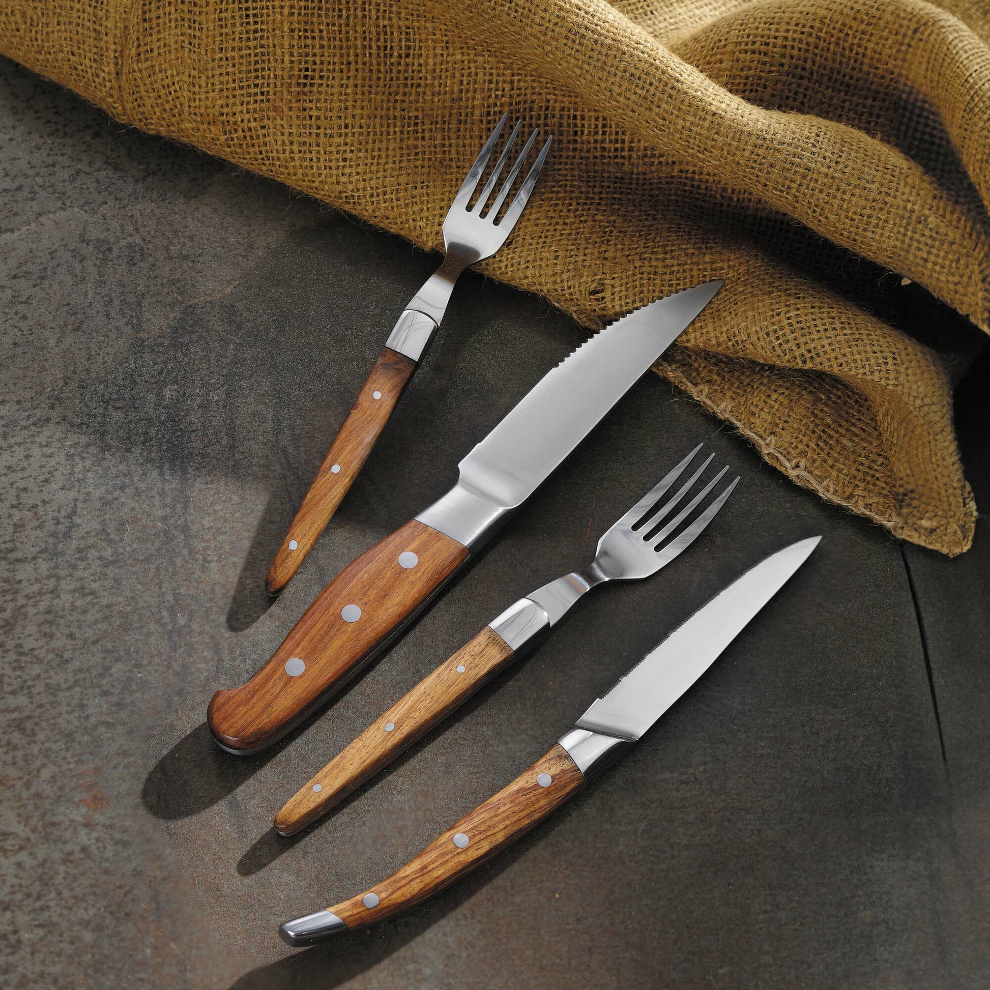 Steak fork 210mm, set of 6 in giftbox, ROSE WOOD