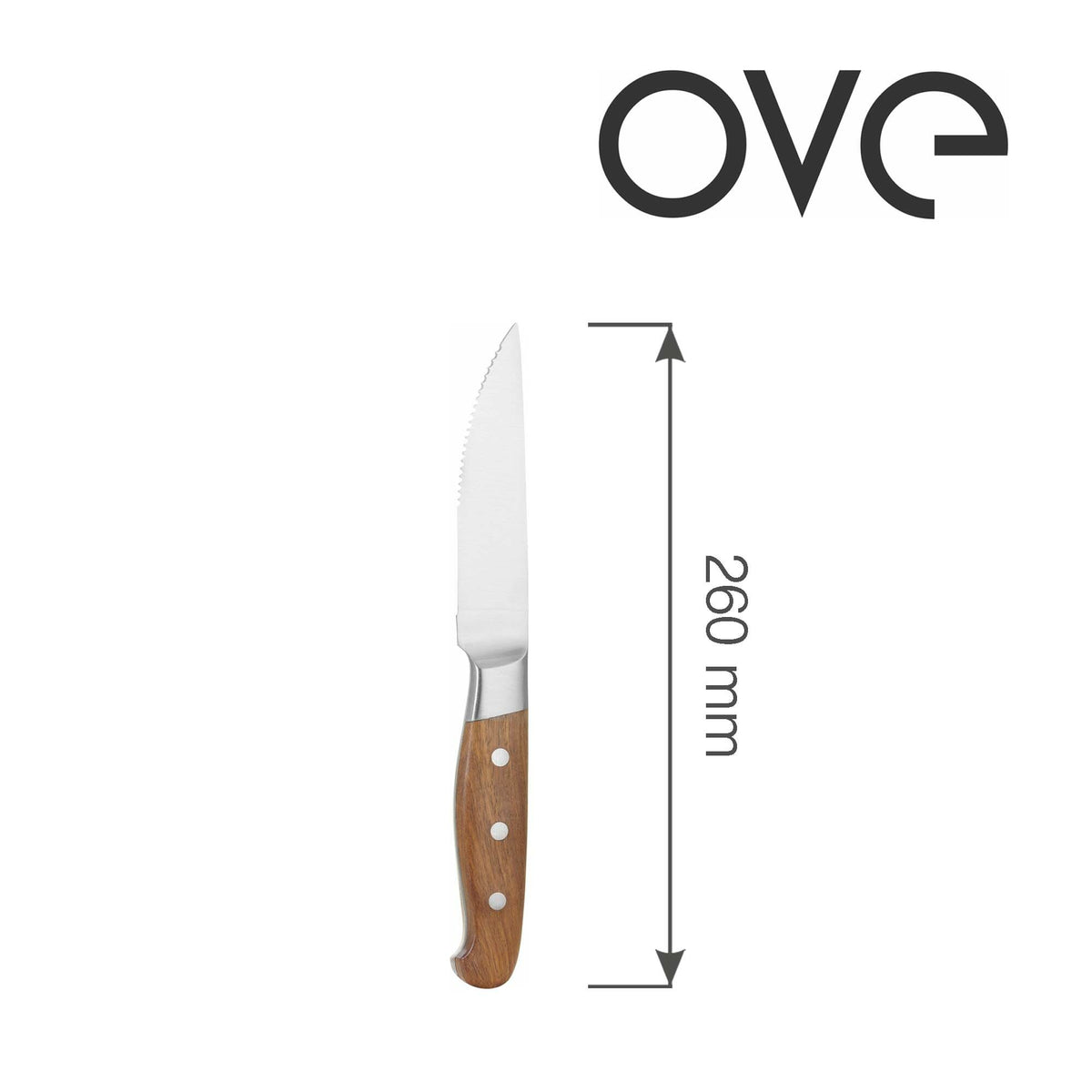 Steak knife 260mm, set of 6 in giftbox, ROSE WOOD