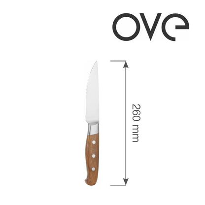 Steak knife 260mm, set of 6 in giftbox, ROSE WOOD