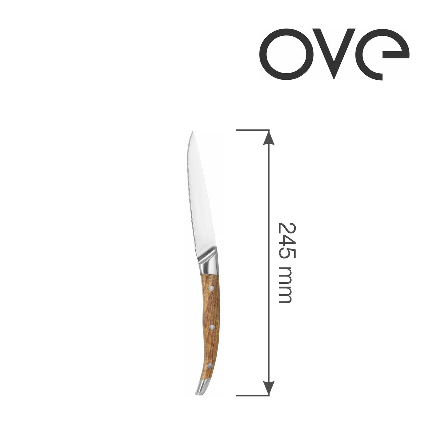 Steak knife 245mm, set of 6 in giftbox, ROSE WOOD