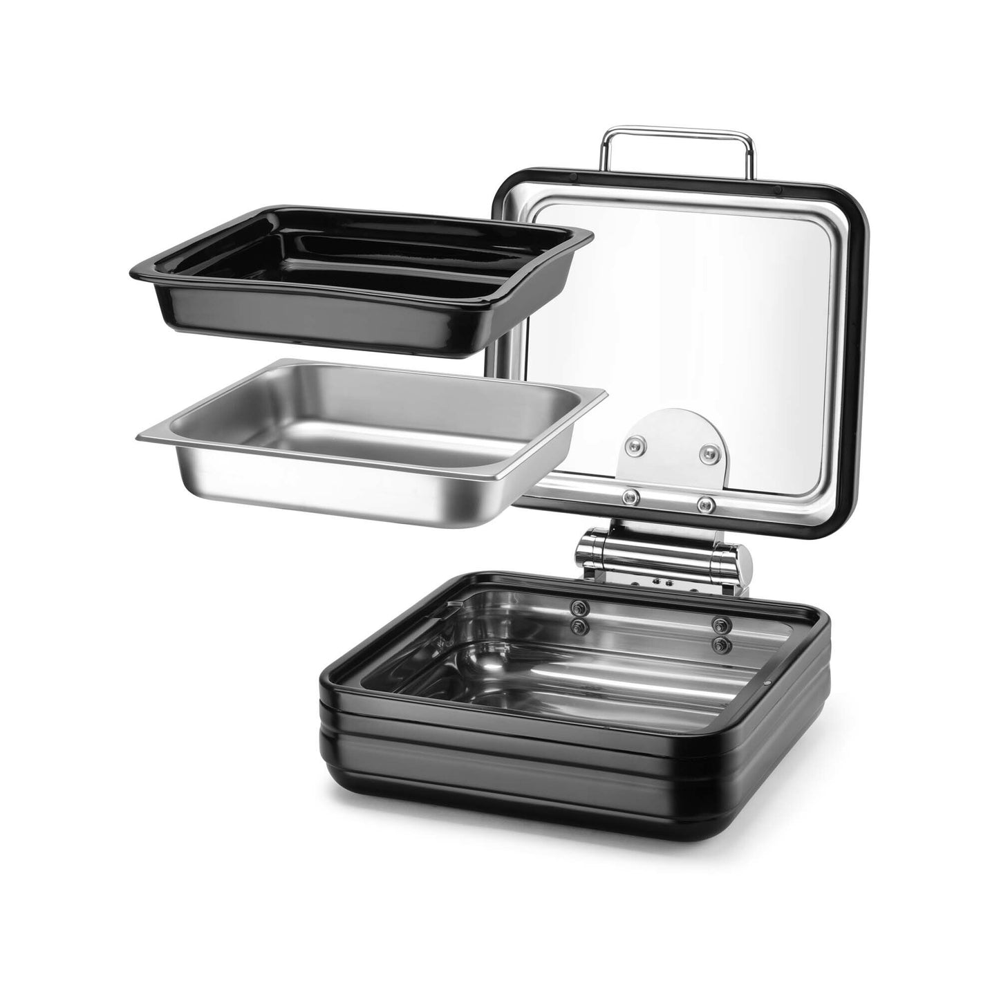 De Luxe Black Induction Chafing Dish with Glass Lid, GN 2/3