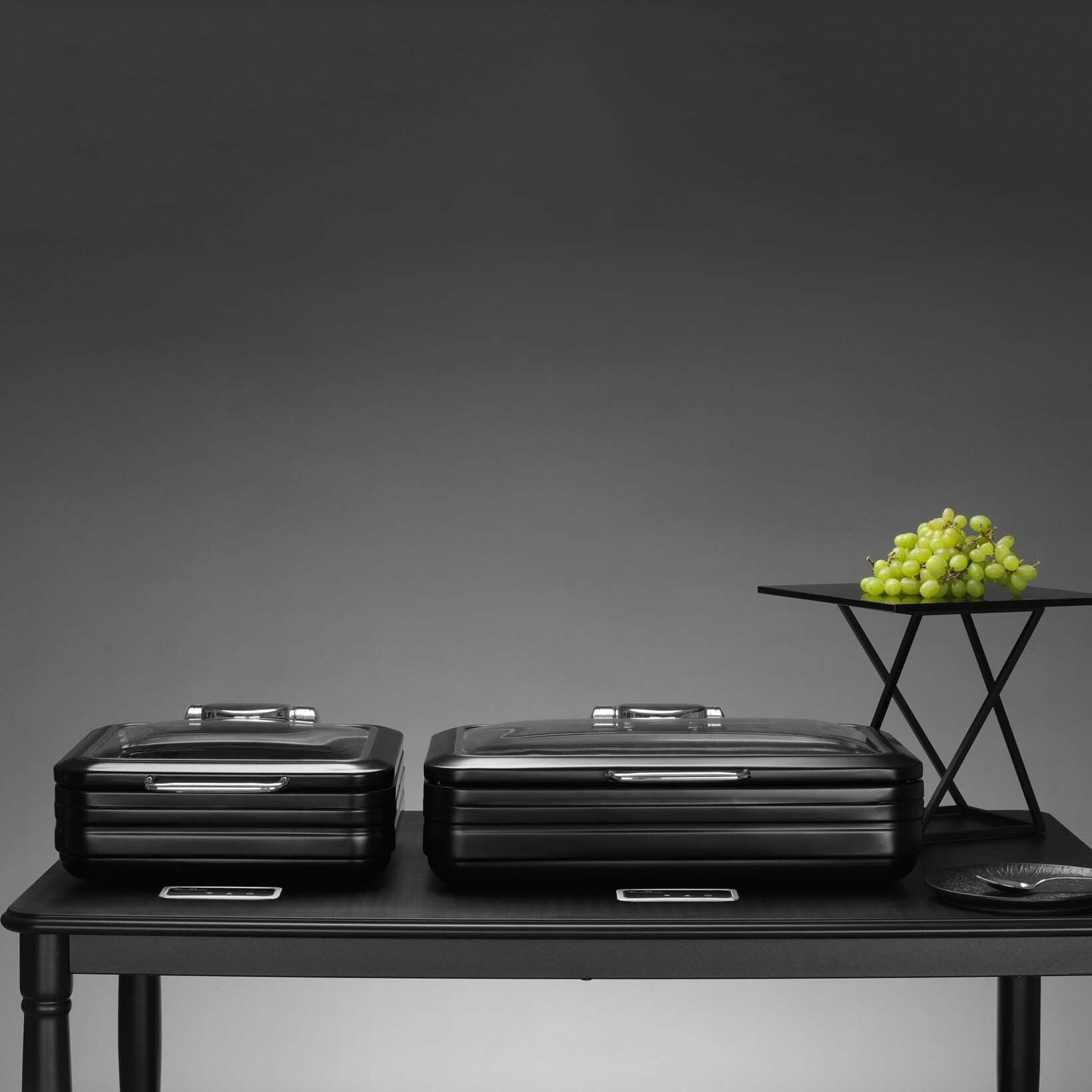 De Luxe Black Induction Chafing Dish with Glass Lid, GN 2/3