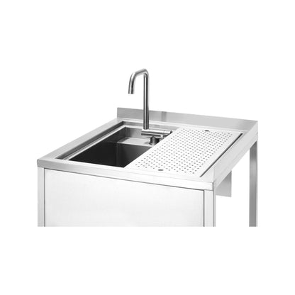 Oxygen corner station with hidden sink compartment and jug rinser, 650x650x(h)900mm