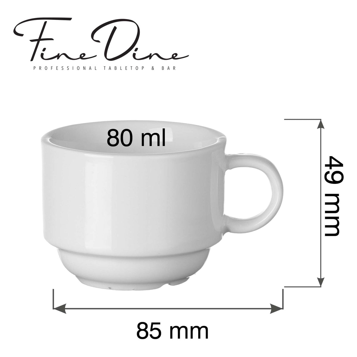 Fine Dine Pure stackable espresso cup, 80ml