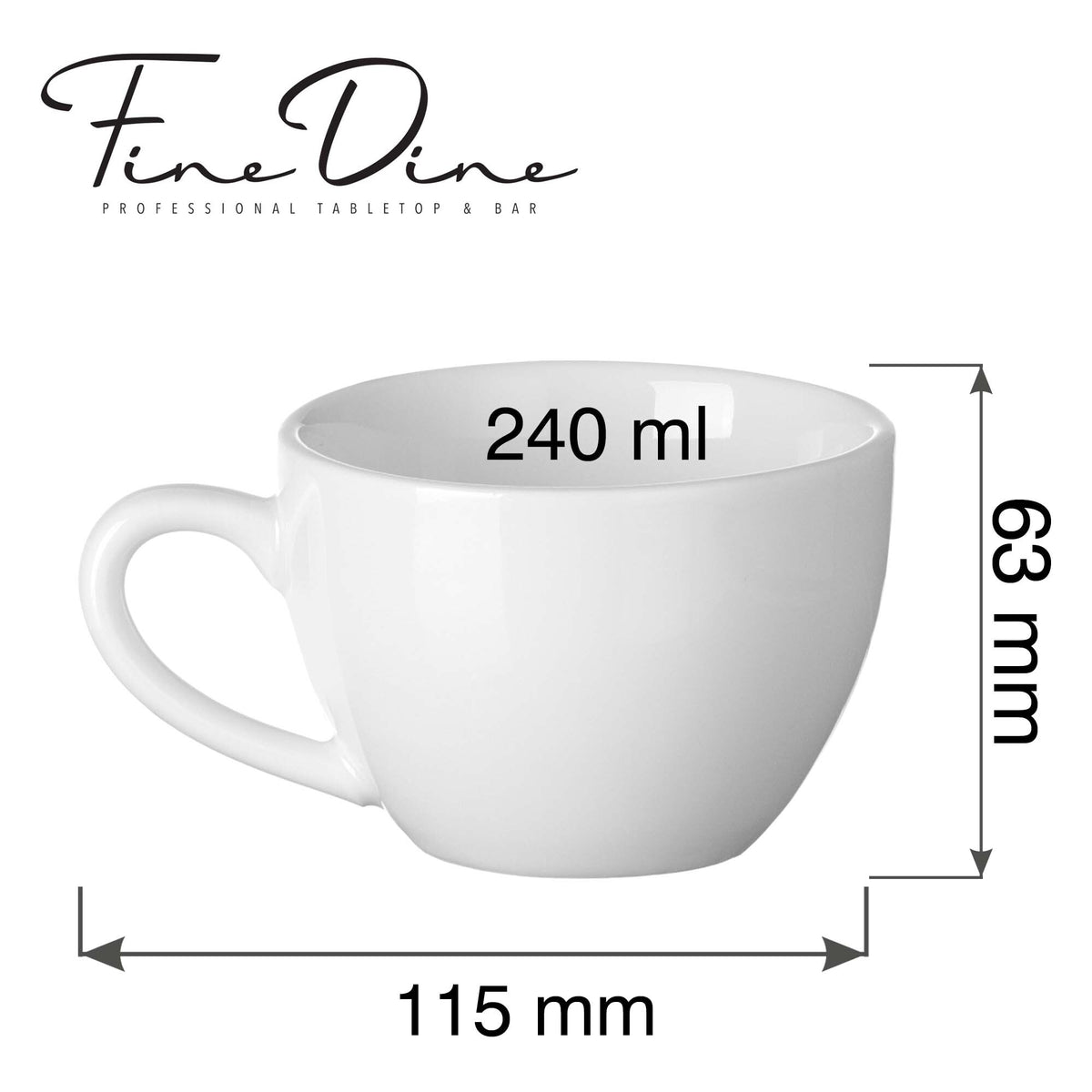 Fine Dine Pure elegant cappuccino cup, 240ml