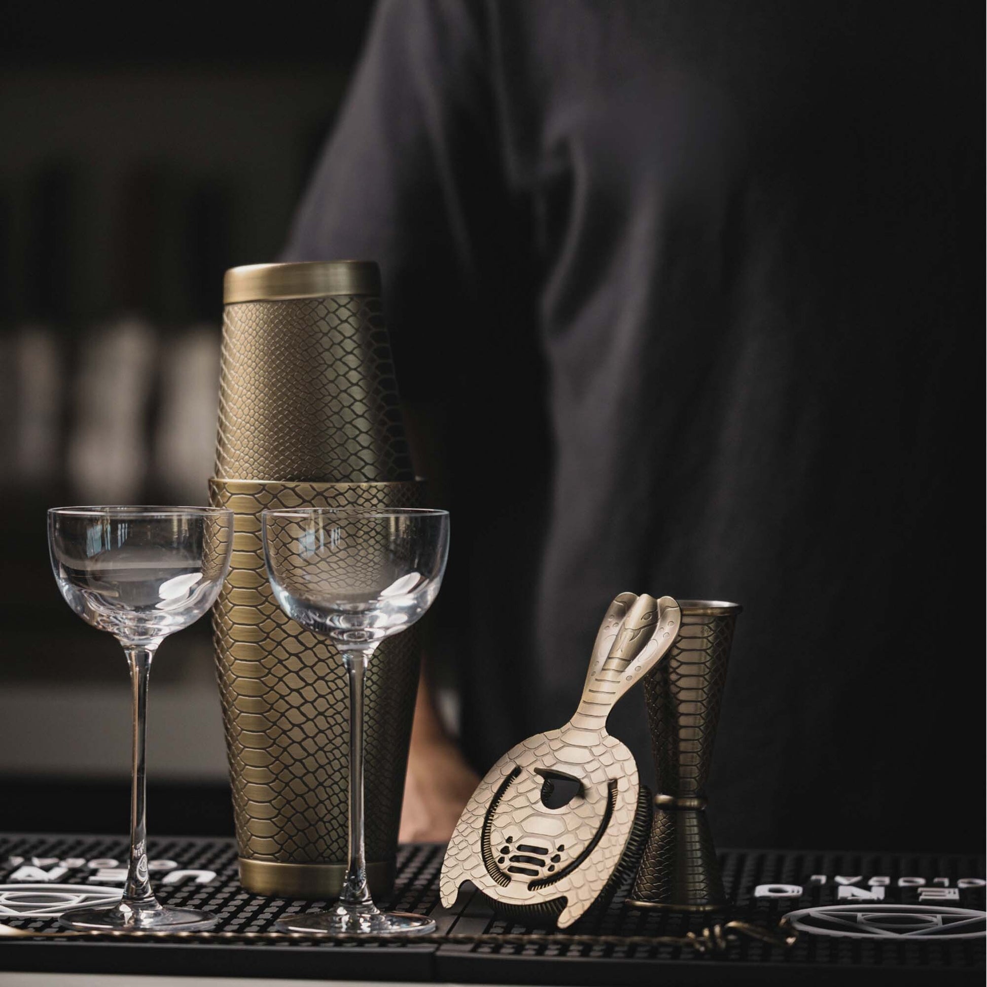 Venym Snakeskin Basics bar set, antique brass