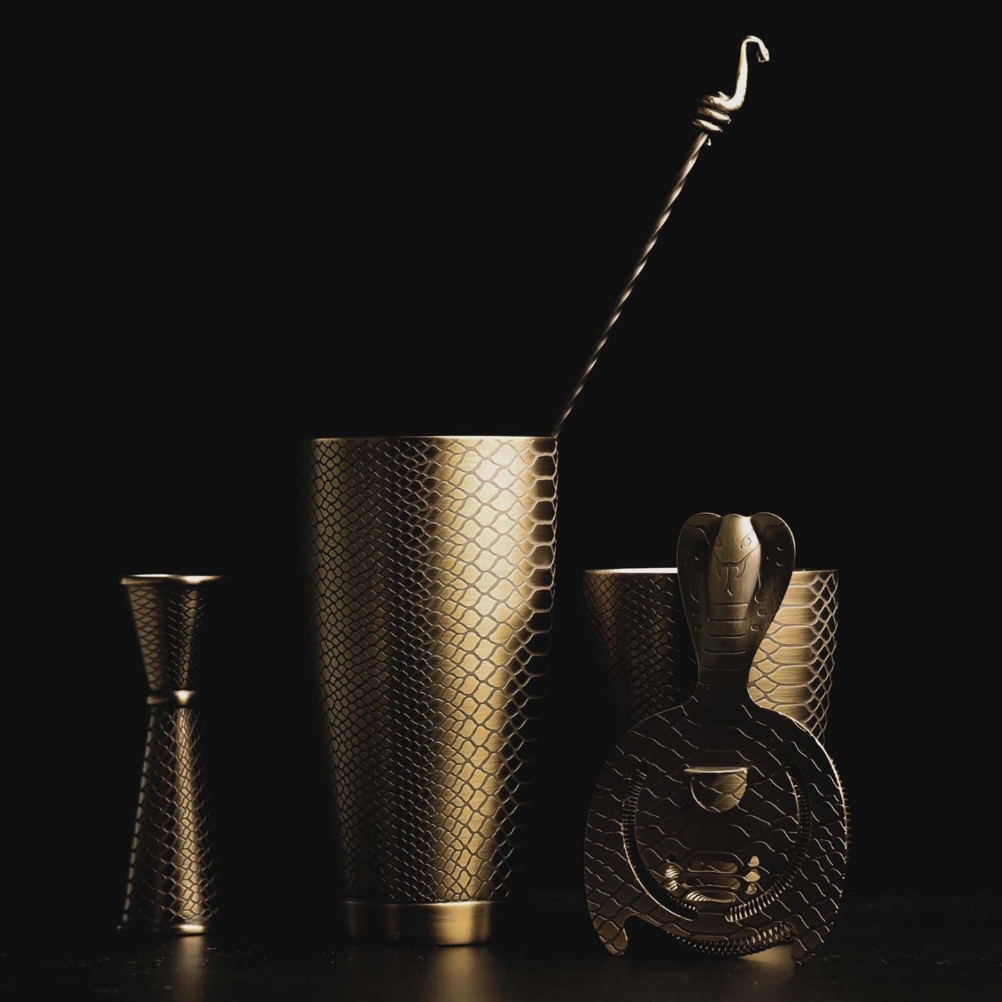 Venym Snakeskin Basics bar set, antique brass