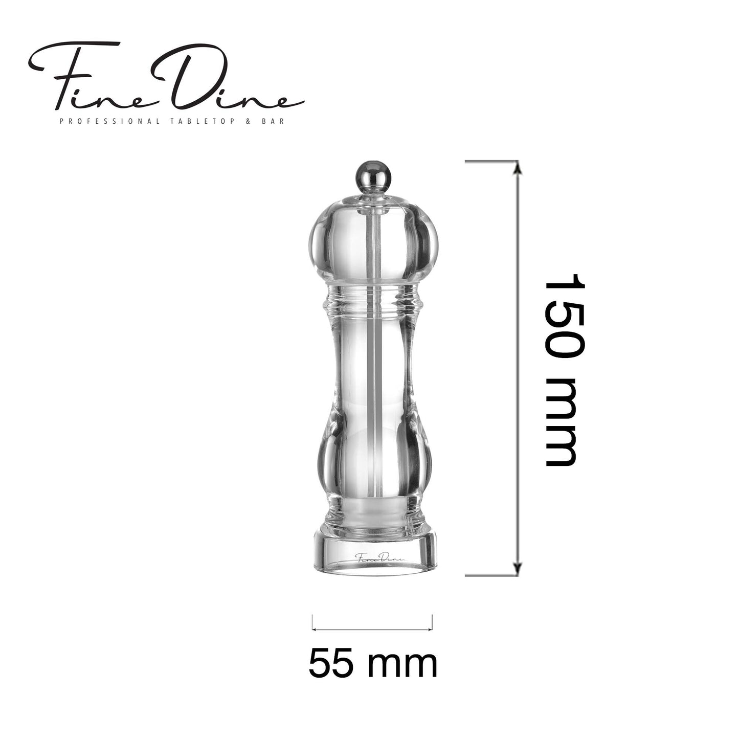 Claro acrylic salt and pepper mill set, 150mm