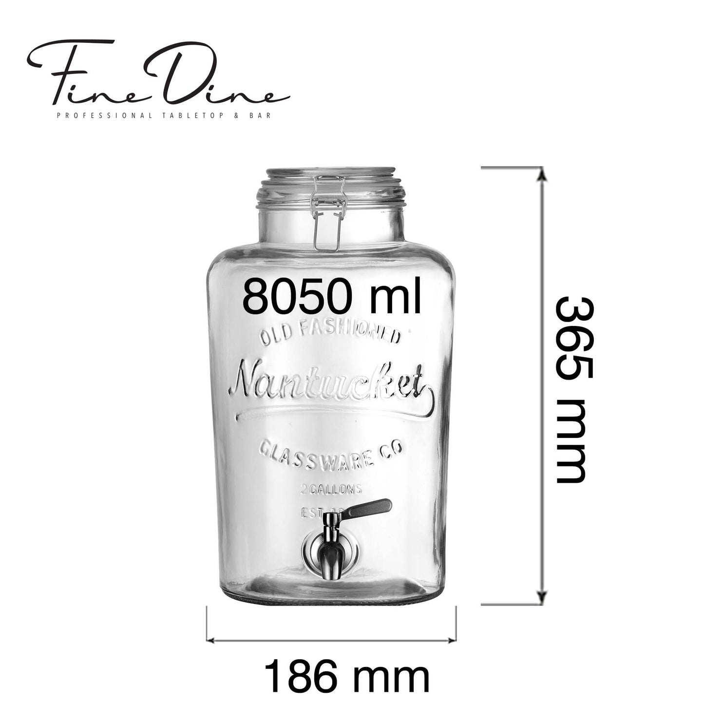 Vision drink dispenser with stainless steel tap, 8050ml