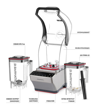 PRO set - Storm bar blender with tamper and additional milk frothing jug (BPA free), 1.8L
