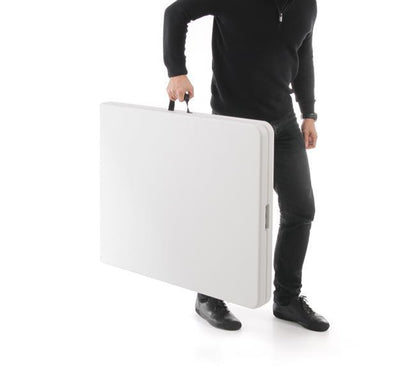 Folded rectangular catering table