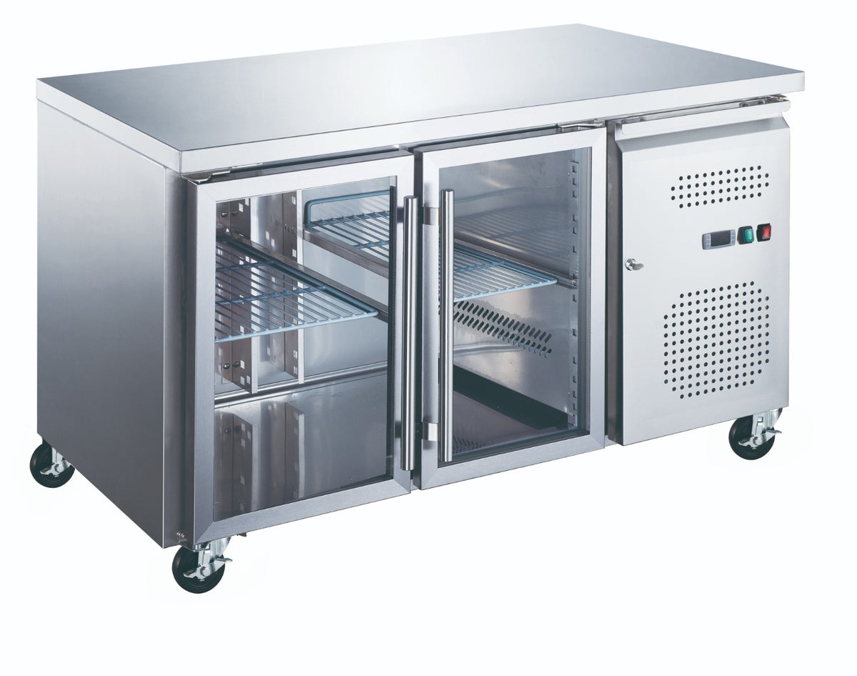 Maxima Counter Fridge, 136 cm, 2 Glass Doors, product photo
