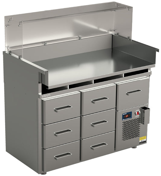 Vitrum hot dog station HDCT12_CK with glass canopy, refrigerated and neutral GN 1/1 drawers