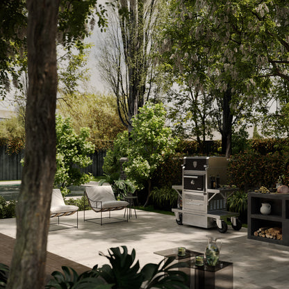 Josper CASA Carro Charcoal Oven, With table and warming cabinet — in a domestic kitchen
