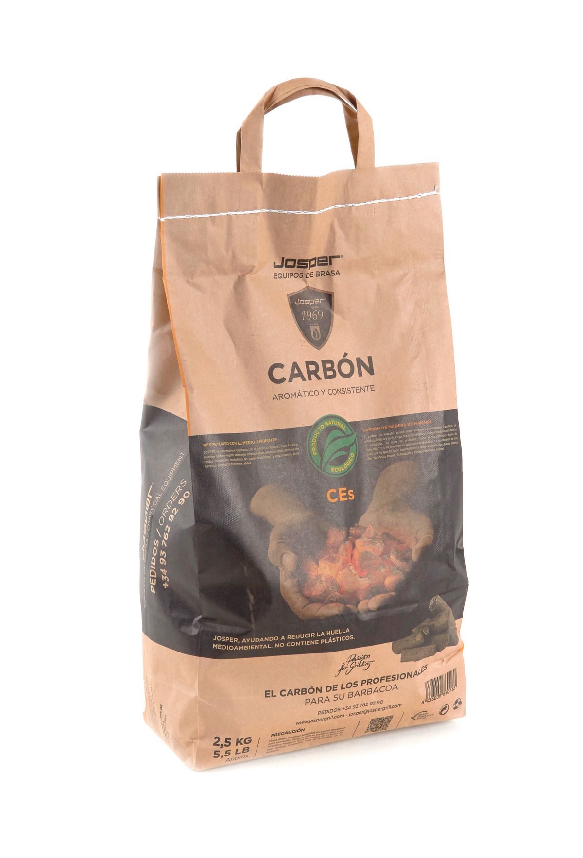 Josper Charcoal CEs, Marabú, 2.5 kg bag — 2.5 kg kraft bag