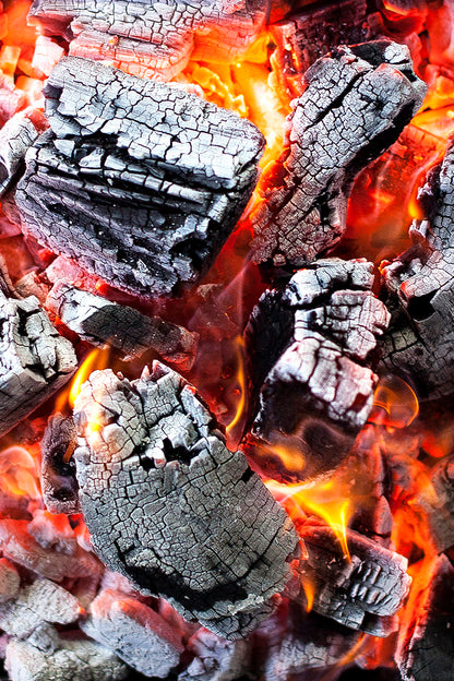 Josper Charcoal QBE, White quebracho — burning embers