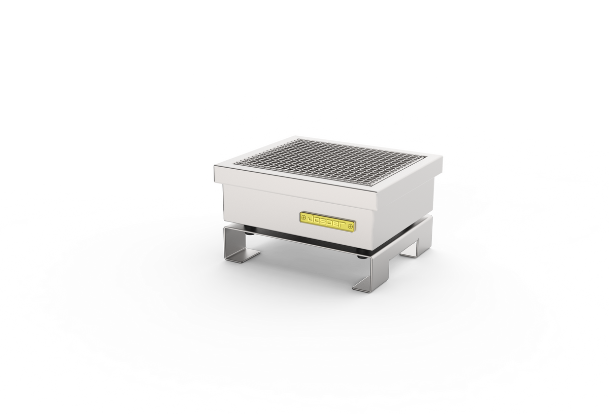 Josper HGJ-PRO S tabletop hibachi grill, side view on its stand