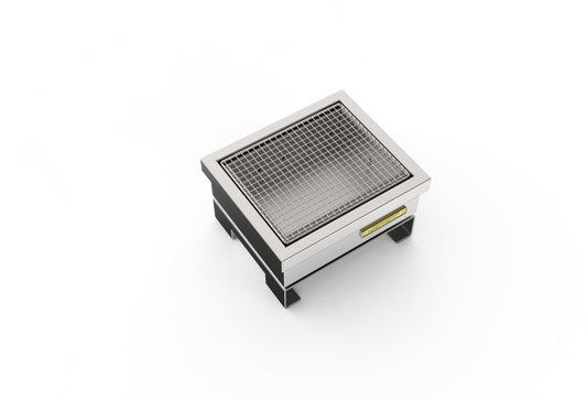 Josper HGJ-PRO S hibachi grill seen from above, showing the grill mesh