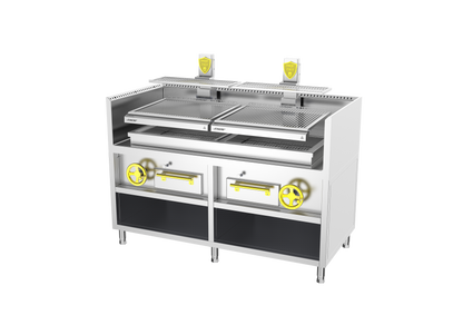 Josper PVJ-1-1-MB 76 monoblock open charcoal grill, 80 diners, alternate view