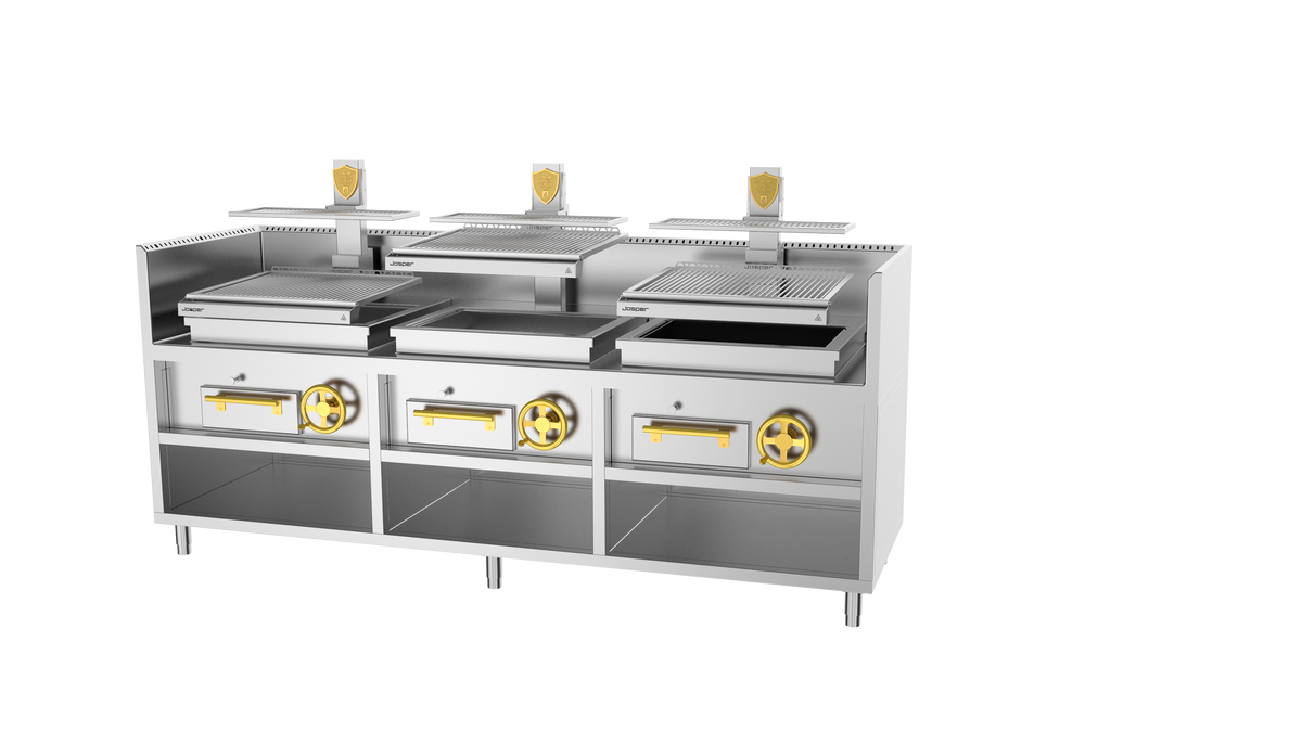 Josper PVJ-1-1-MB 76 monoblock open charcoal grill, 80 diners, alternate view
