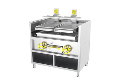 Josper PVJ-2-1-MB 50 monoblock open charcoal grill, 120 diners, alternate view