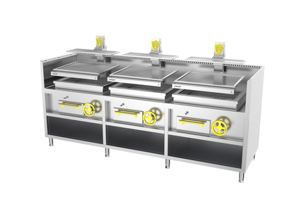 Josper PVJ-2-2-MB 76 monoblock open charcoal grill, 160 diners, alternate view