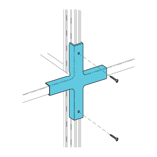 Universal shelving stiffening cross in painted steel, screwed across an upright