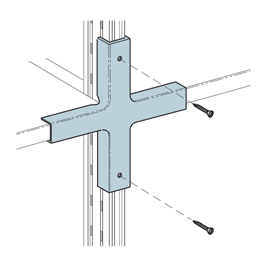 Universal shelving stiffening cross in galvanised steel, screwed across an upright
