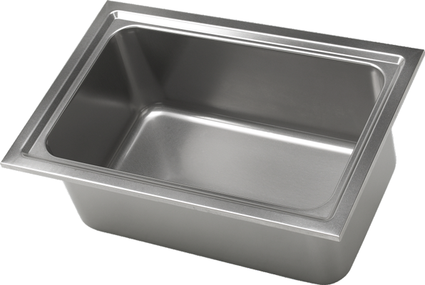 Bravo Inox deep-drawn stainless steel bain-marie well, weld-in flange