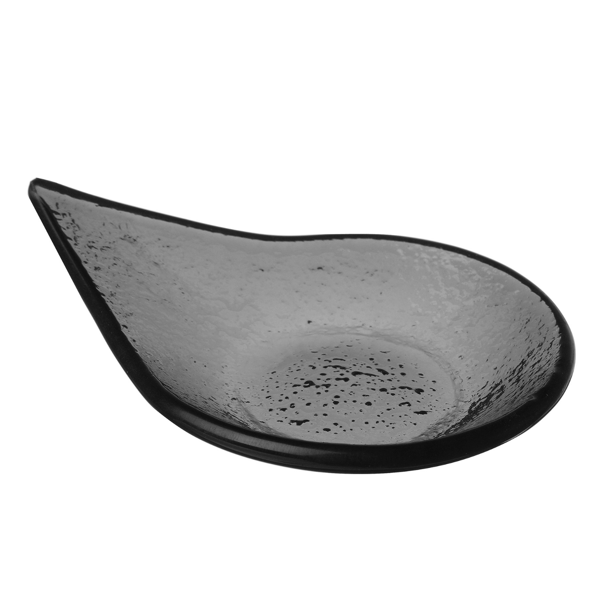 Vetro fingerfood rain drop black glass dish, 80x100mm