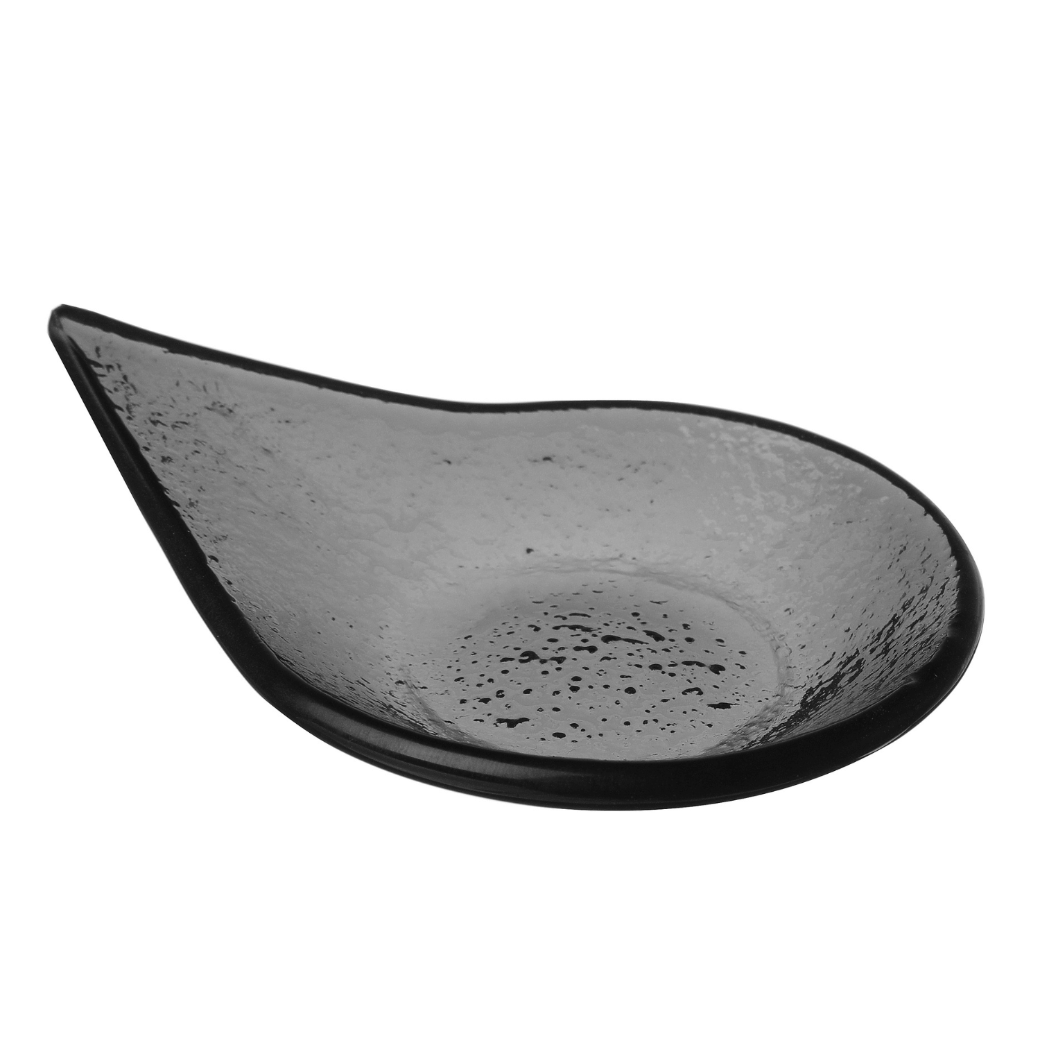 Vetro fingerfood rain drop black glass dish, 80x100mm