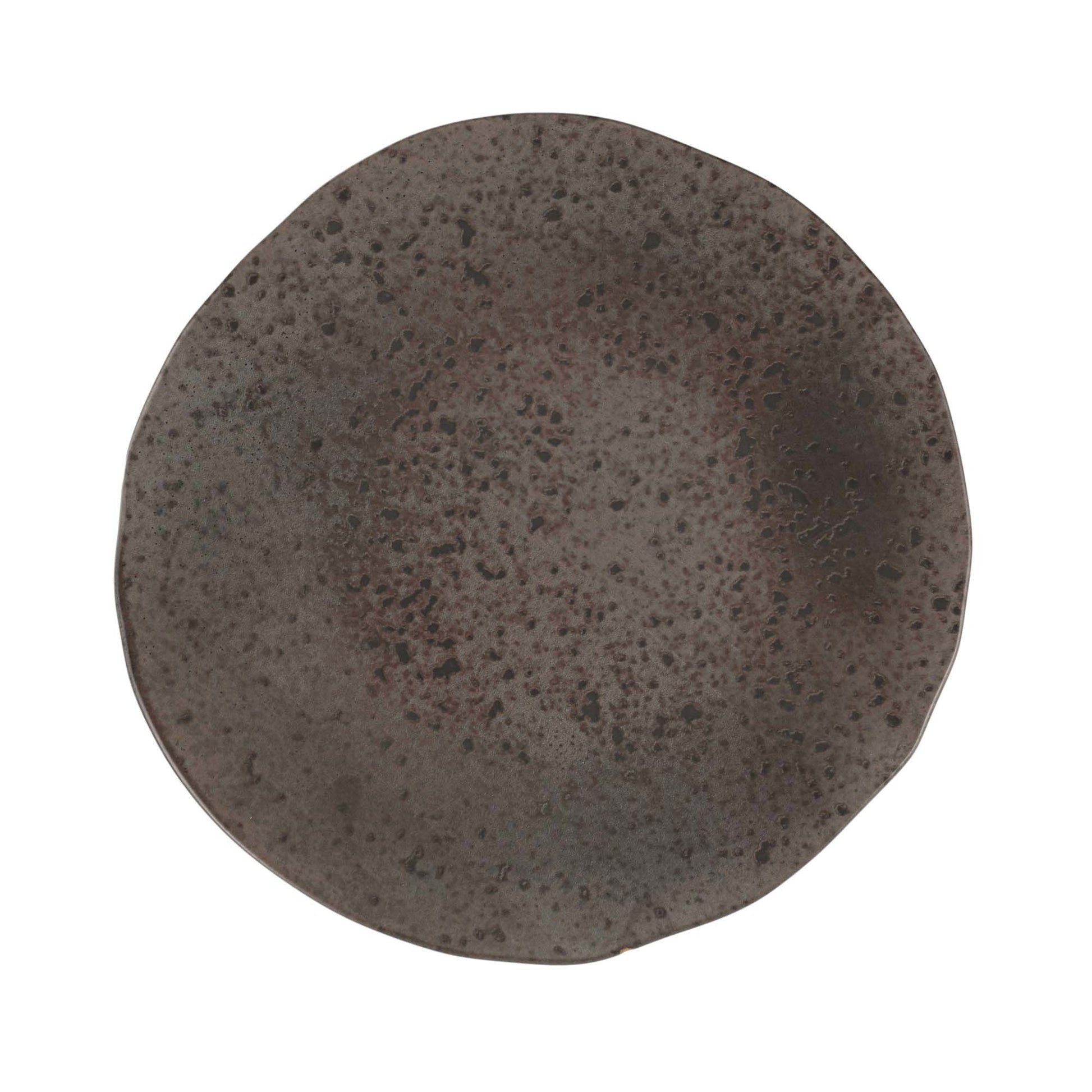 Porland Ironstone flat plate, Ø220 mm, black stoneware with metallic accents