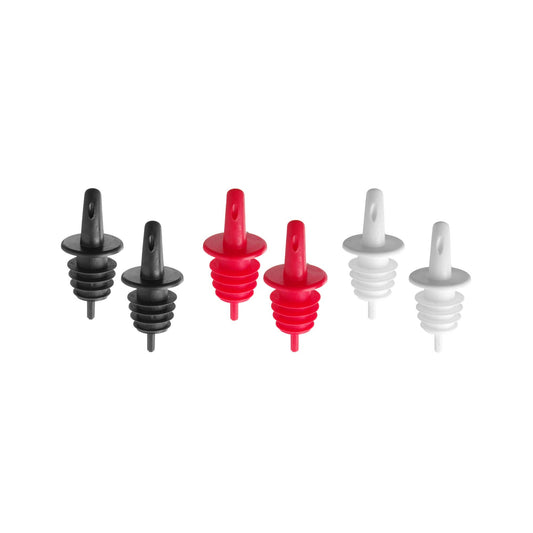 Set of 6 - EVA Free Flow Pourer (2x black, 2x clear, 2x orange)