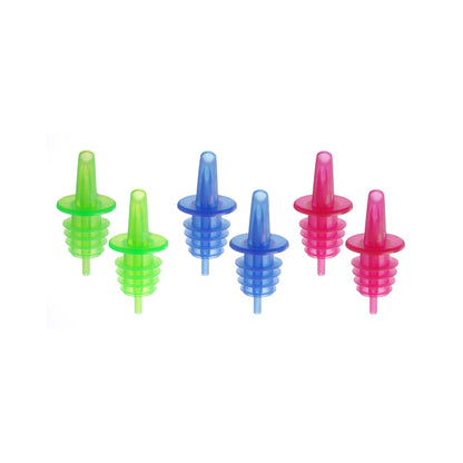Set of 6 - EVA Free Flow Pourer fluorescent colours (2x blue, 2x red, 2x green)