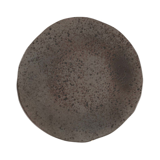 Porland Ironstone flat plate, Ø288 mm, black stoneware with metallic accents