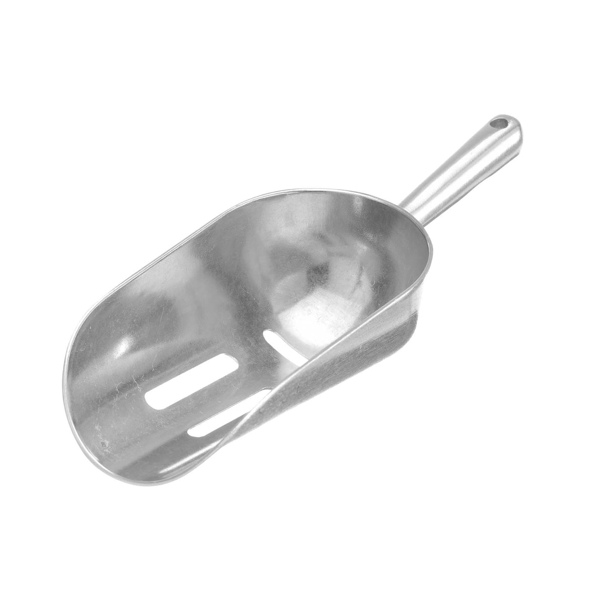 Aluminium Ice scoop slotted, Bar up, 0,35L, 220x80mm
