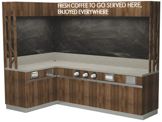 Vitrum self-service coffee module SS-CM, full-size station with cup and condiment storage